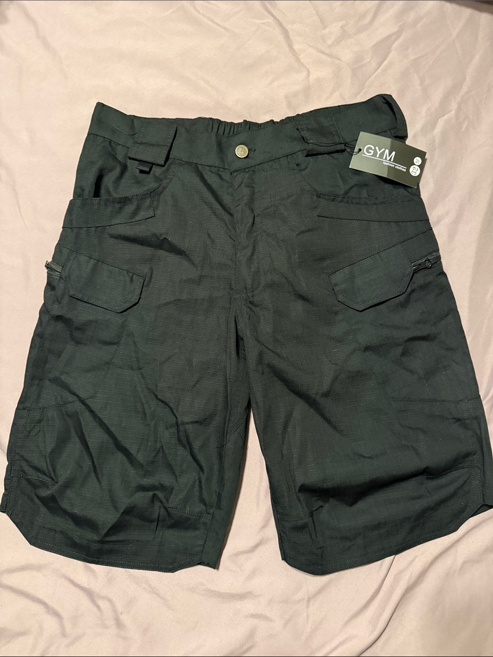 Active USA Men's Dark Black Cargo Shorts with Multiple Pockets
